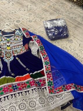 Women with Control Royal Blue Embroidered Wedding Dress with Multicolor Accents